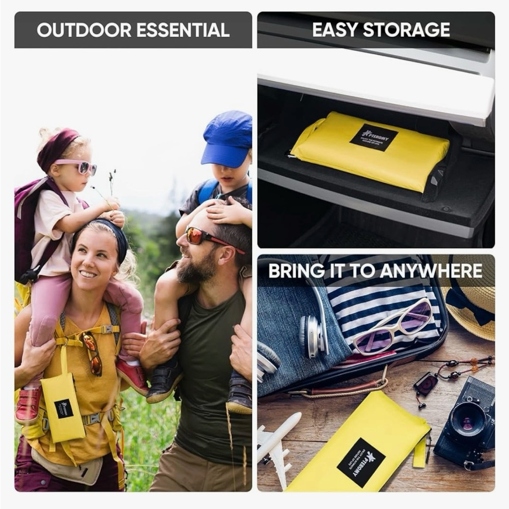 AMAZON Unisex Oversized Big Lightweight Foldable Yellow Waterproof Raincoat Zip - Picture 4 of 15